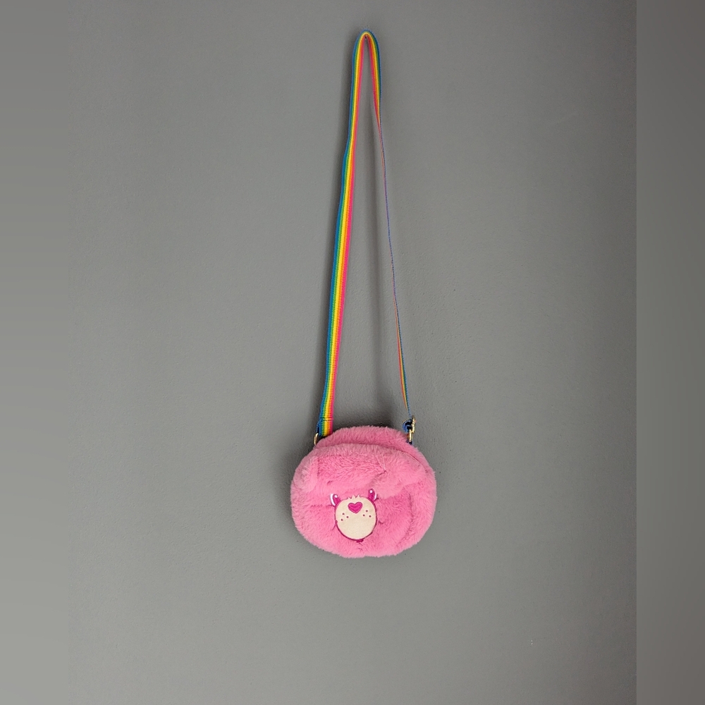 Care Bears Pink Plush Crossbody Bag with Rainbow Strap